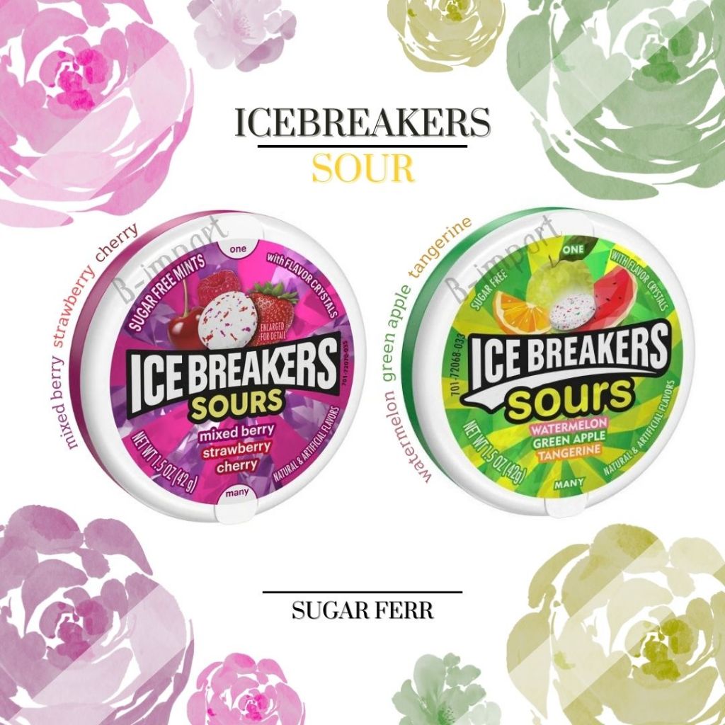 ลูกอม Icebreakers Sours (sugar free) ขนาด 42 กรัม มี 2 รสชาติ จากUSA