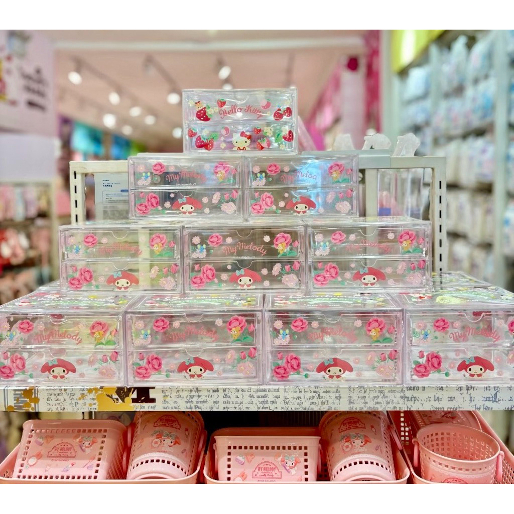 🎀พร้อมส่ง กล่องลิ้นชักอะคริลิคใส 2 ชั้น Sanrio x Miniso ลิขสิทธิ์แท้ 💯