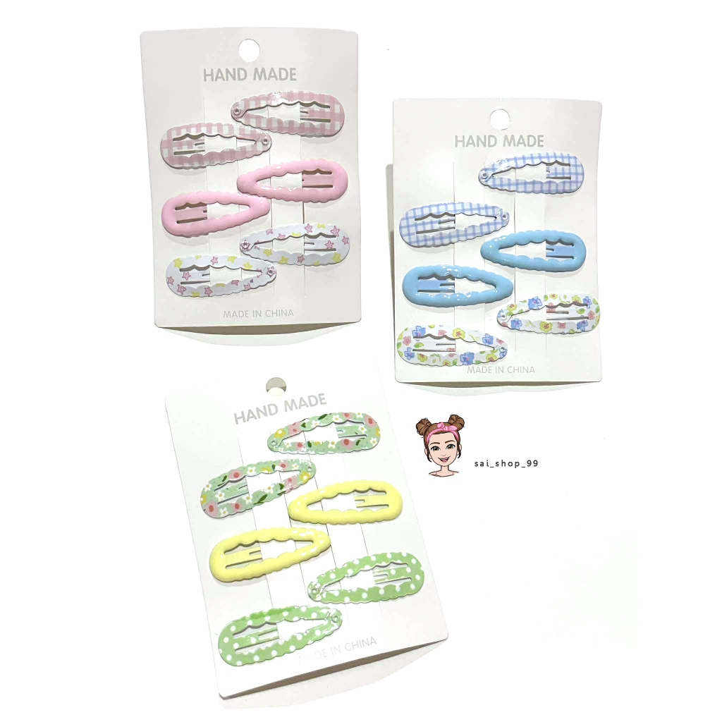 sai 🌈กิ๊บติดผม กิ๊บวินเทจ ยุค90 หลากสี 👧👧👩‍👧‍👧 1 แพ็ค6 อัน🧡
