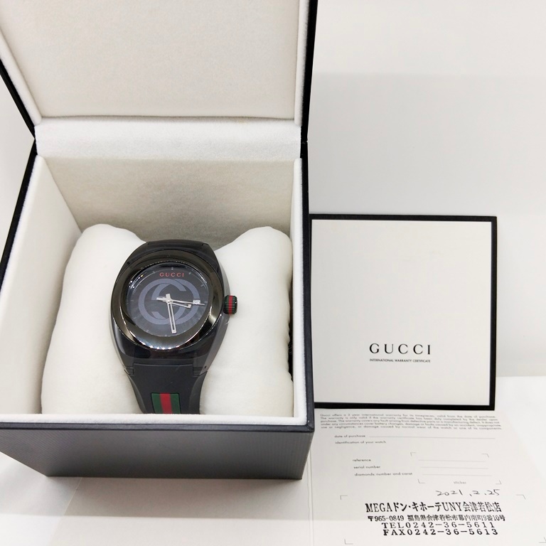 นาฬิกา Gucci SYNC 137.1 สีดำ ขอบดำ สายเดิม ของแท้ มือสอง นาฬิกา Gucci สำหรับผู้ชาย ราคา