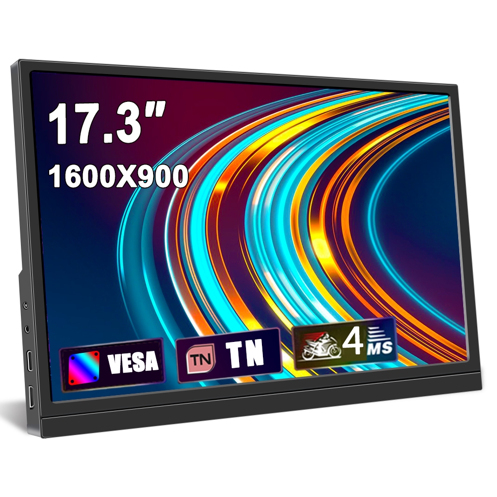 Potitzca จอภาพสัมผัสแบบพกพาขนาด 17.3 นิ้ว 1080P Full HD 72% sRGB จอภาพสำหรับเล่นเกม จอภาพแล็ปท็อป ขาตั้งในตัว อินเทอร์เ