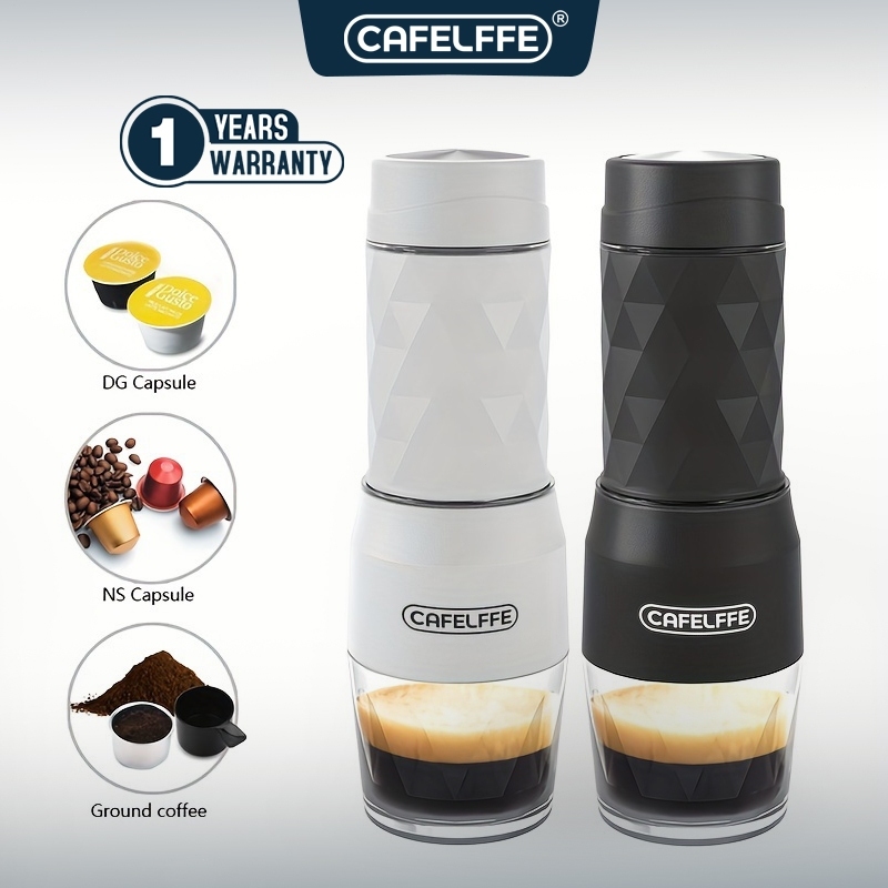 Cafelffe 3 ใน 1 เครื่องกาแฟแบบพกพาเครื่องทำเอสเปรโซด้วยมือสำหรับแคปซูล NS / DG และกาแฟบดมือกดเบียร์