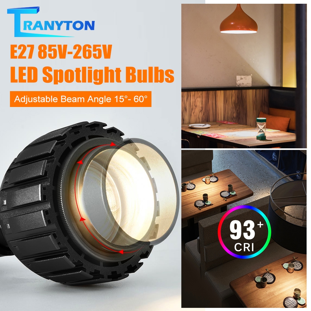 E27 12W/24W LED Spotlight BULBS 3000K/4000K/6000K ไฟผนัง 15 ° -60 °มุมลำแสงปรับสปอตไลท์ไม่มีการออกแบบหลอดไฟหลอด