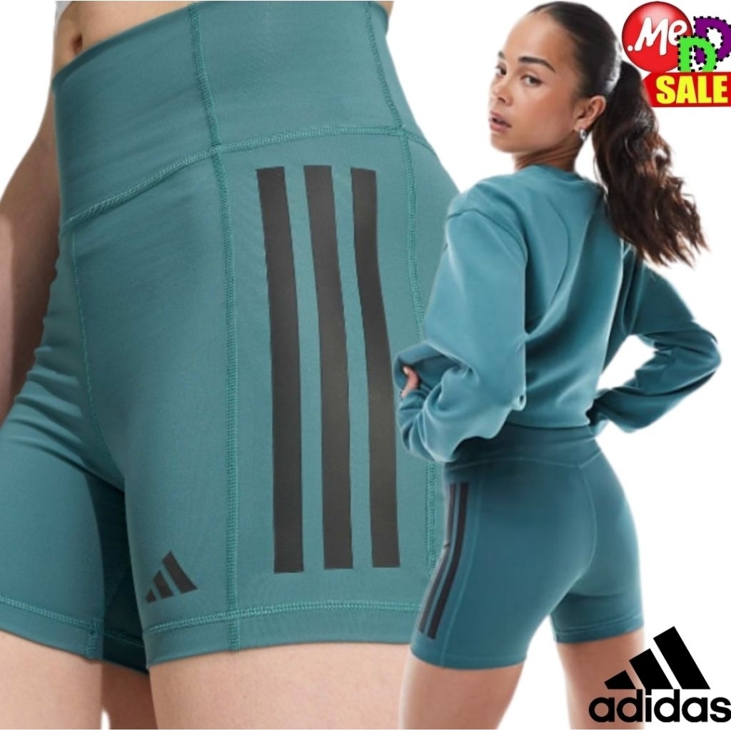 Adidas - ใหม่ กางเกงรัดรูป เทรนนิ่ง เอวสูง Optime 3-Stripes High-Rise1/4 Short JX2817 JG6144 IK5480 