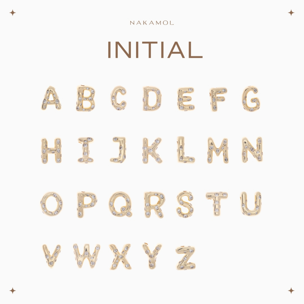 CHARM  ALPHABET INITIAL - จี้ตัวอักษรภาษาอังกฤษสีทองมีเพชร