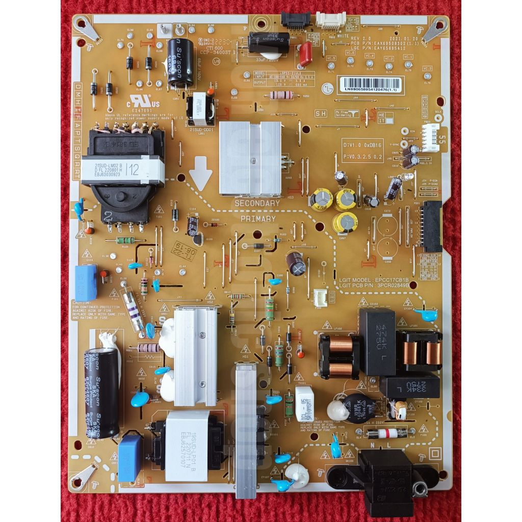 เพาเวอร์ซัพพลายทีวี LG รุ่น 55NANO80SQA,55QNED80SQA,55NANO80PTA,55QNED75SRA พาสบอร์ด EAX69508302