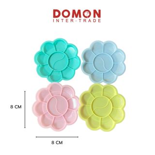 จานสีดอกไม้ สีพาสเทล คละสี (10หลุม) พลาสติกแข็ง ล้างง่าย เหม…