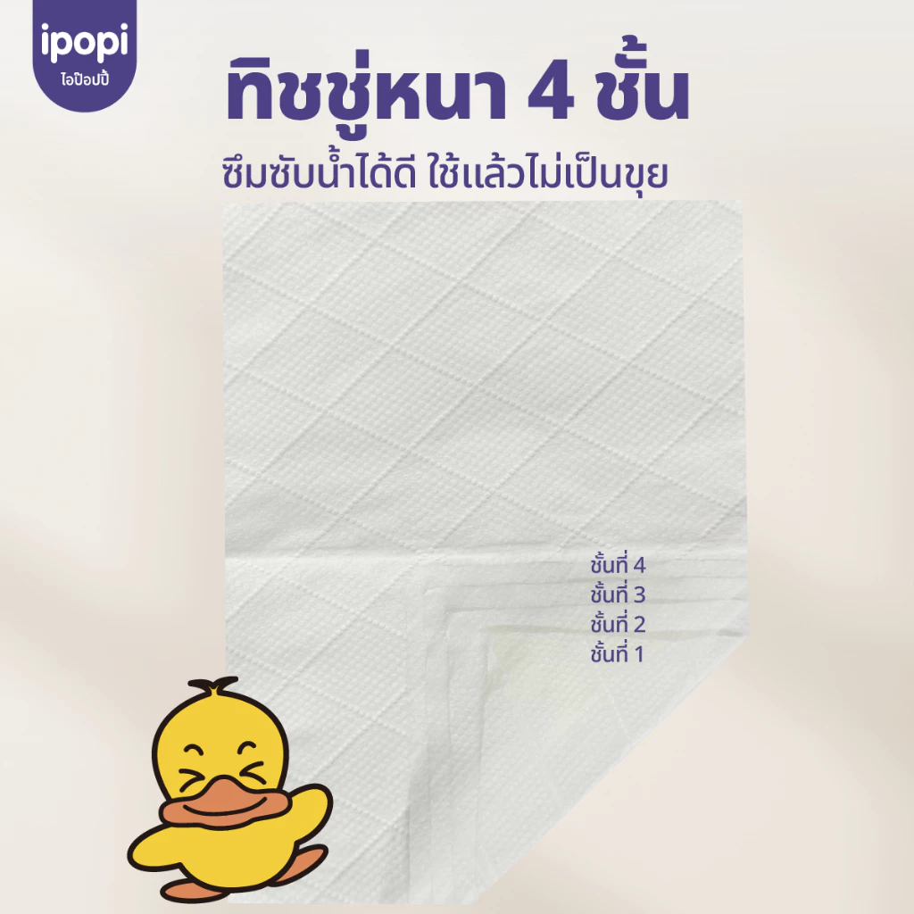 [แพ็ค6ห่อ] ipopi ทิชชู่แบบดึงแขวนผนัง หนานุ่ม ซึมซับน้ำ กระดาษทิชชู่ หนา4ชั้น 800แผ่น/ห่อ thumbnail 4