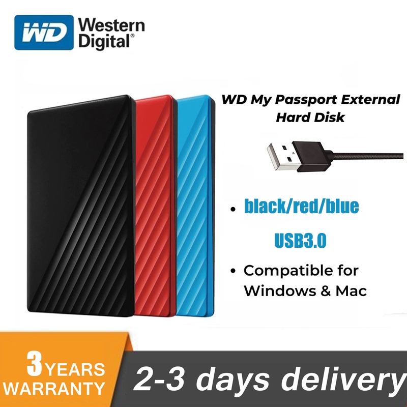 Western Digital WD ฮาร์ดไดรฟ์ภายนอก 1TB /2TB USB 3.0 ฮาร์ดไดรฟ์แบบพกพาฮาร์ดดิสก์ภายนอกฮาร์ดดิสก์ hdd