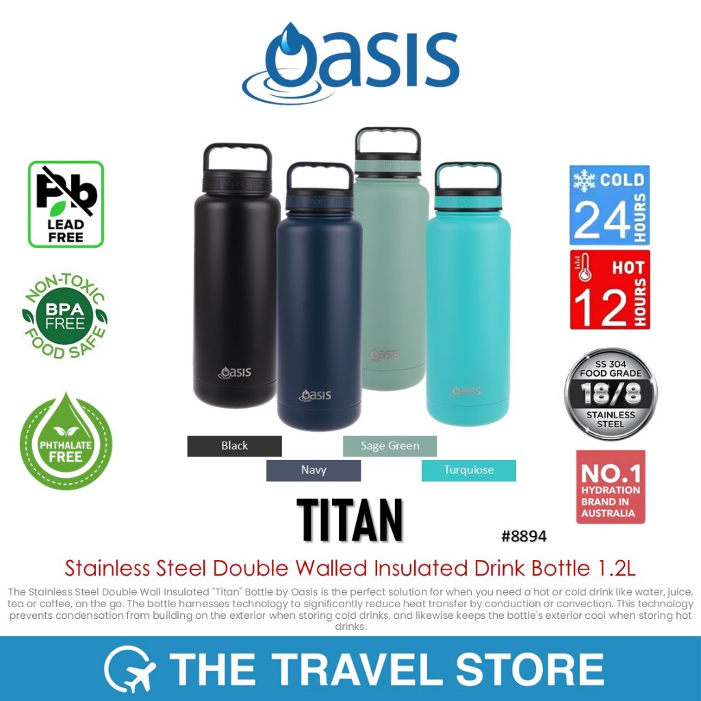 Oasis TITAN Stainless Steel Double Walled Insulated Drink Bottle 1.2L (OAS/8894/1200/XX) กระบอกน้ำ