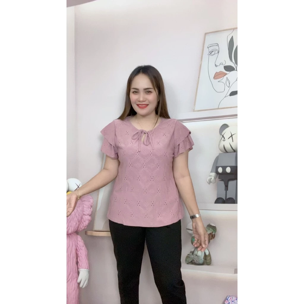 เสื้อสีดำ เสื้อลูกไม้ฉลุุ เสื้อลูกไม้สวยๆ รอบอก36-48นิ้ว รุ่น917