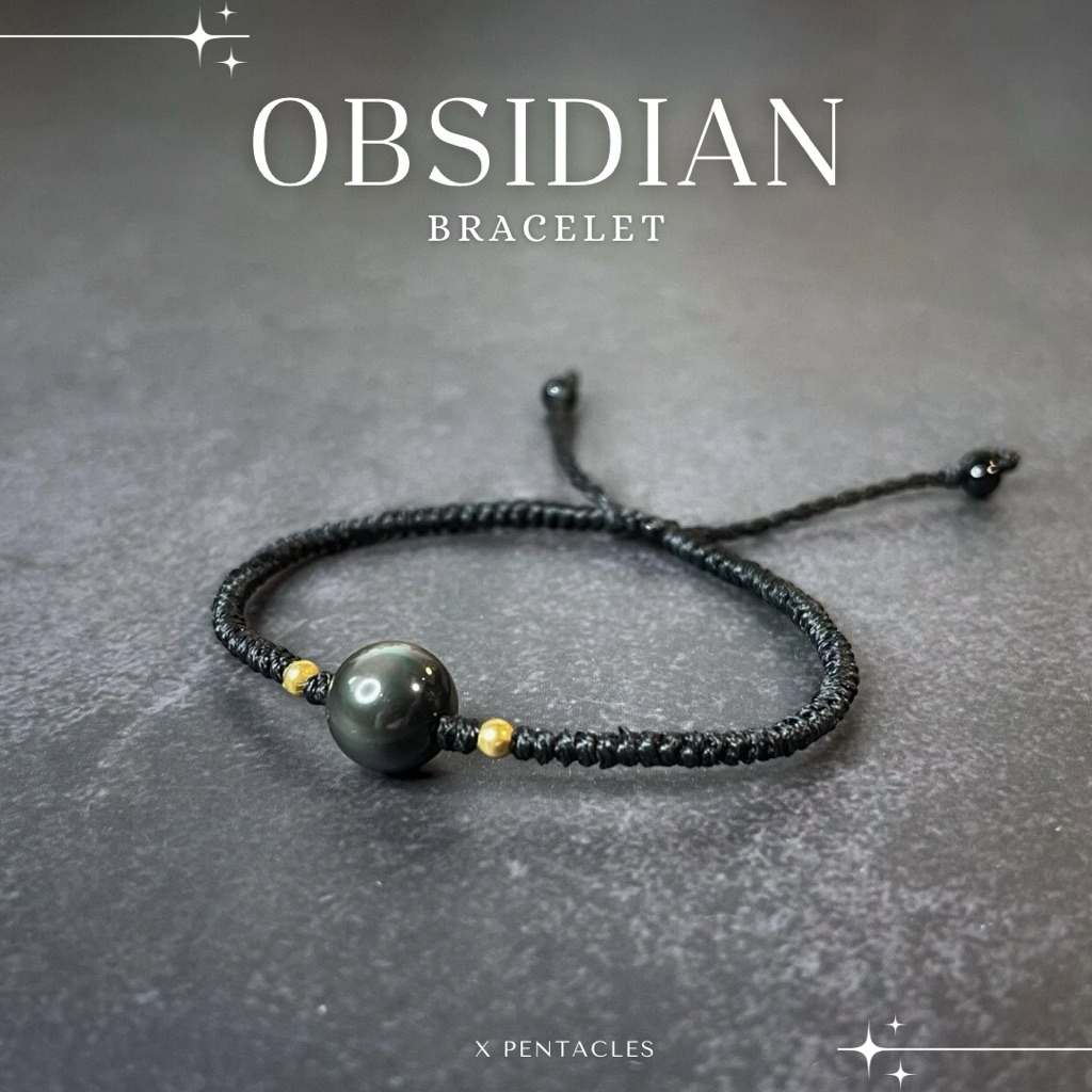 🖤กำไลเชือกหินออบซิเดียน (Obsidian) เครื่องรางแห่งการปกป้อง เสริมความสำเร็จ ความรักความสัมพันธ์