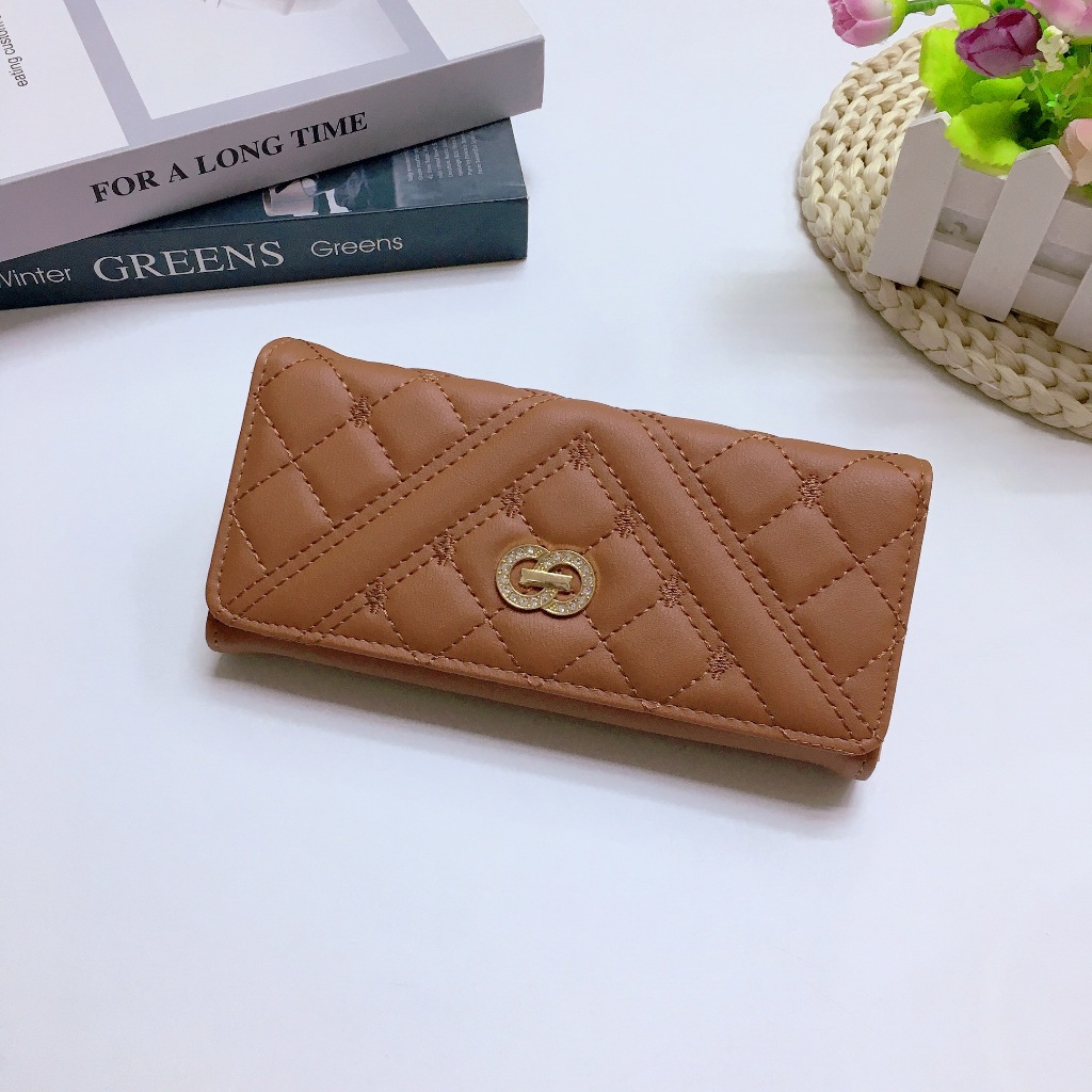 CD31#กระเป๋าตัง กระเป๋า2พับยาว ผู้หญิงกระเป๋าสตางค์ ไซส์ยาว2 พับ มีช่องใส่ธนบัตร 4 ช่องแนวยาว – มีช่องซิปด้านใน 1ช่อง