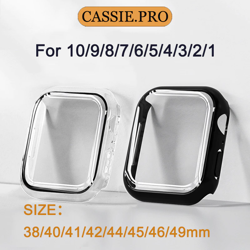 เคส watch + ฟิลม์กระจกในตัว case สําหรับ iwatch11/10/9/8/Se/7/6/5/4/3/2/1 เคสกระจก ขนาด38/40/41/40mm 42/44/45/46mm49mm