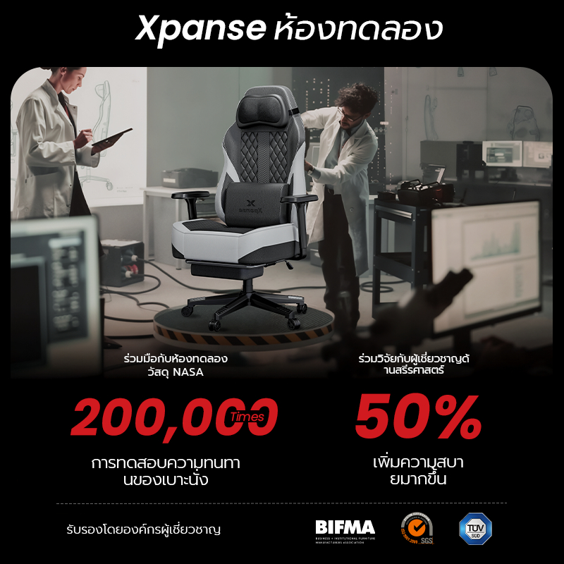 Xpanse Shadow เก้าอี้เกมมิ่ง gaming chair หมอนนวดศีรษะ เก้าอี้คอม หนังระบายอากาศ แม้จะนั่งทั้งวันก็ไม่ร้อนค่ะ กันน้ำ รูปที่ 6