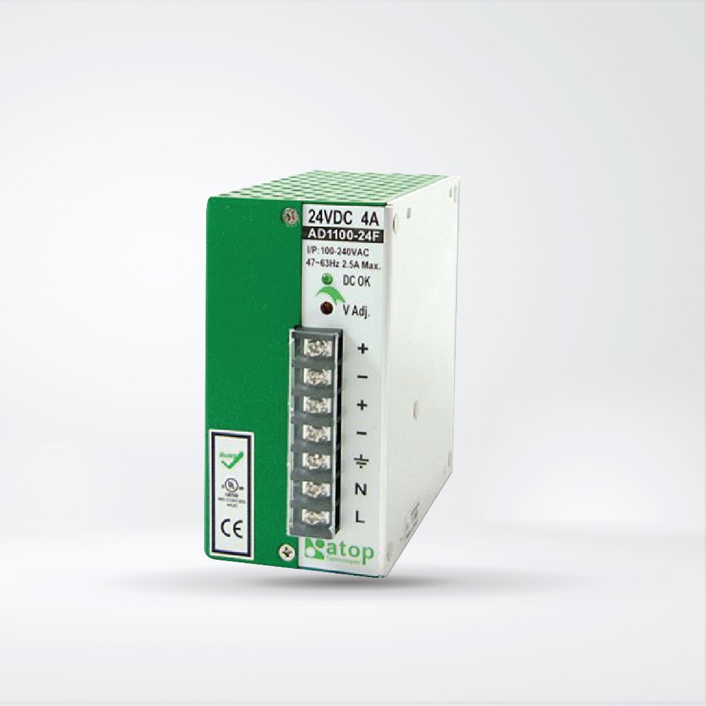 AD1100-24F 100W/4A DIN-Rail 24 VDC power supply with universal 100~240VAC/120~370VDC input  |  Atop