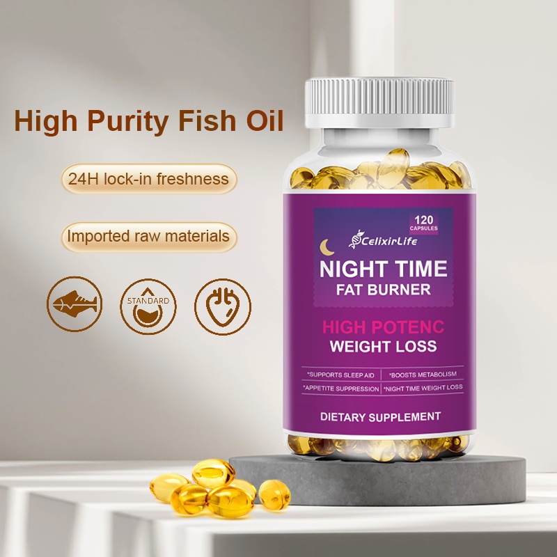 CelixirLife Night Time Fat Burner สนับสนุนการจัดการความอยากอาหารและการนอนหลับช่วยส่งเสริมการเผาผลาญ 