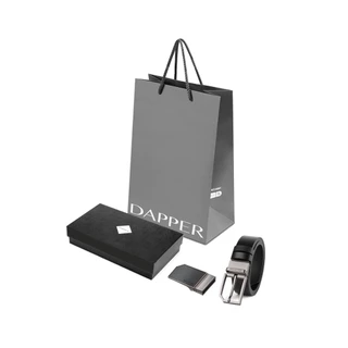 DAPPER กิ๊ฟเซ็ท เข็มขัดหนัง Snip Corner Reversible Belt สีดำ (BBX/BK/1026BB2)