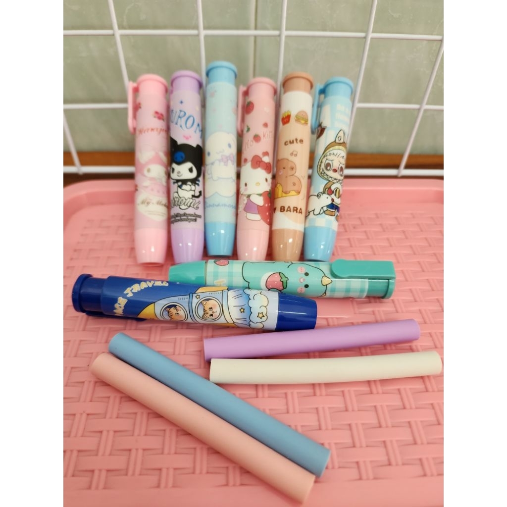 Sanrio ยางลบแท่ง แบบกดถอดเปลี่ยนได้(แบบแพค+ไส้)