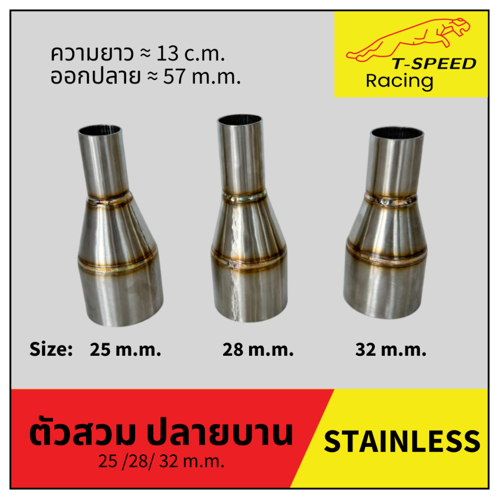 ตัวสวมคอท่อ แบบปลายบาน สแตนเลส 304 สำหรับใส่ Honda PCX 160/Click 160/Giorno/Lead 125 4Vและทั่วไป Size 25/ 28/ 32 mm.