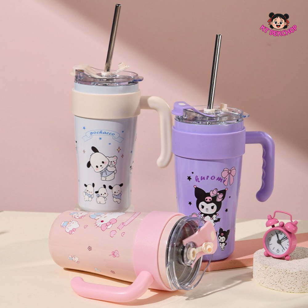 แก้วเก็บความเย็น Sanrio งานสแตนเลสอย่างดี จุ860ml มีกล่อง+หลอด เก็บความเย็นร้อนได้แบบสบายใจ