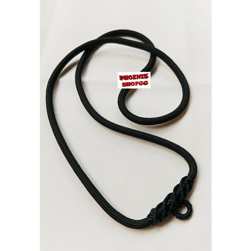 P71 สร้อยคอ ห้อยพระ เชือกร่มถัก หนา 3.5 มิล 1,3 ห่วง สีดำ ยาว 22 ,24 ,26 ,28 นิ้ว