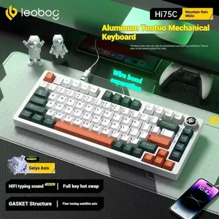 LEOBOG Hi75C คีย์บอร์ดอลูมิเนียม RGB ไฟสีเปลี่ยนได้ ระบบลูกบิด รองรับการสลับร้อน 3/5 ขา สำหรับเกมเมอร์และออฟฟิศ