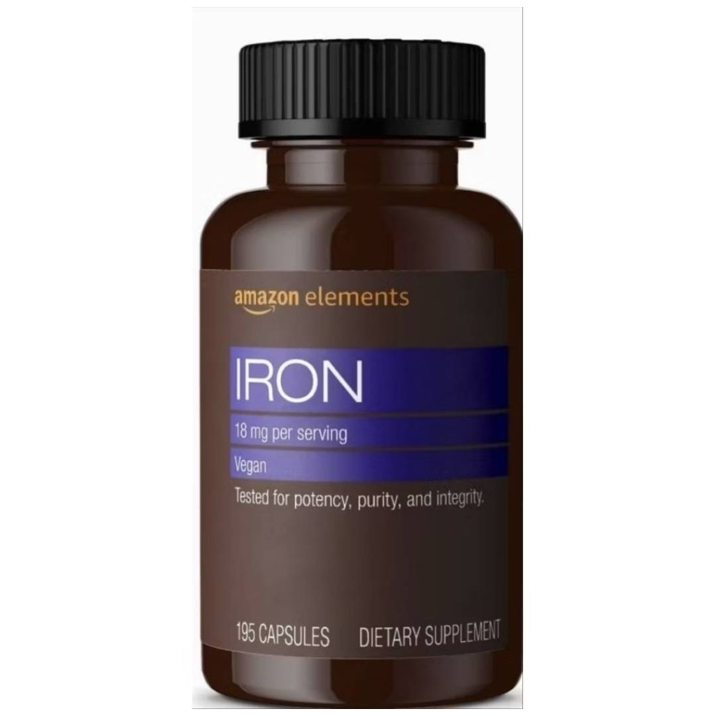 💥พร้อมส่ง💥Amazon Elements Iron 18mg, 195 Capsules, 6 month supply