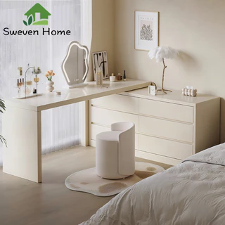 Sweven Home โต๊ะเครื่องแป้ง โต๊ะแต่งหน้า Dressing Table ปรับได้อย่างอิสระความยาว 125-220cm สามารถปรับทิศทางได้ 360°