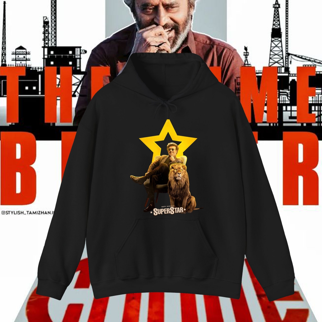 Coolie Super Star Rajini Kanth Hoodies Long Sleeve Baju Cotton M-3XL ระบายอากาศได้ สันทนาการ เสื้อฮู