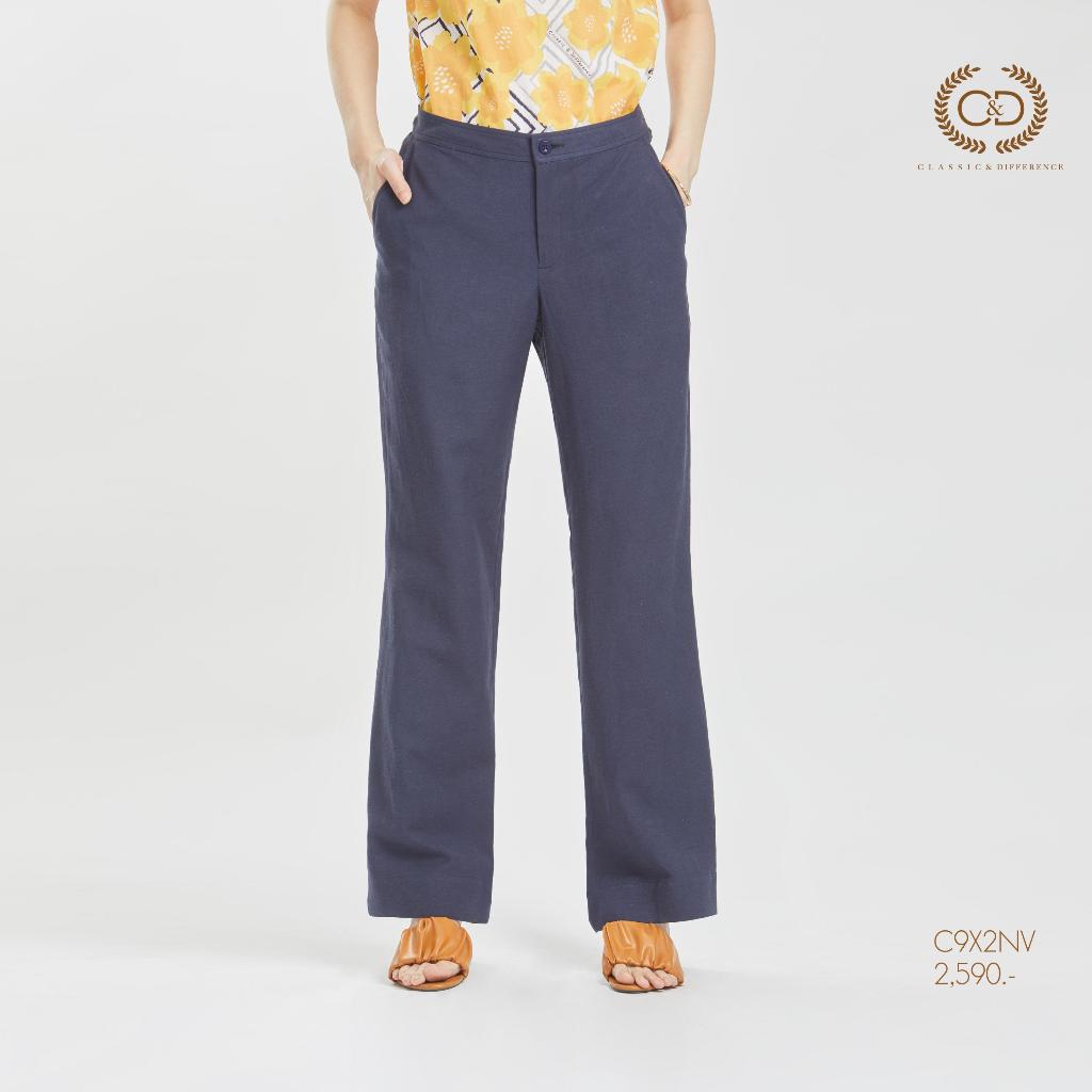 C&D LINEN PANTS กางเกงขายาว สีน้ำเงิน (C9X2NV)