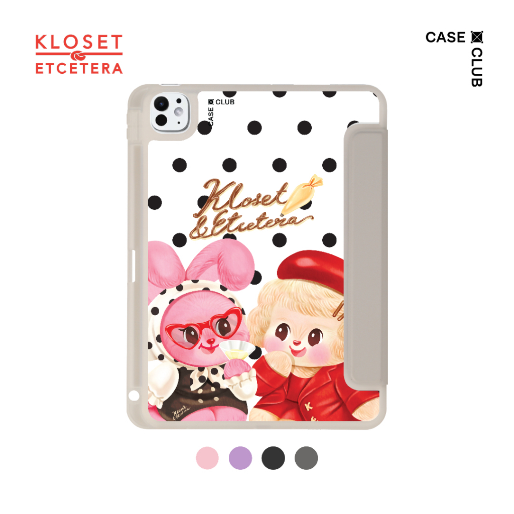 CaseClub เคสไอแพด หลังใส ฝาปิดสี ลาย KLOSET Chou Cherie สำหรับ iPad Pro/iPad Air/iPad Mini/iPad
