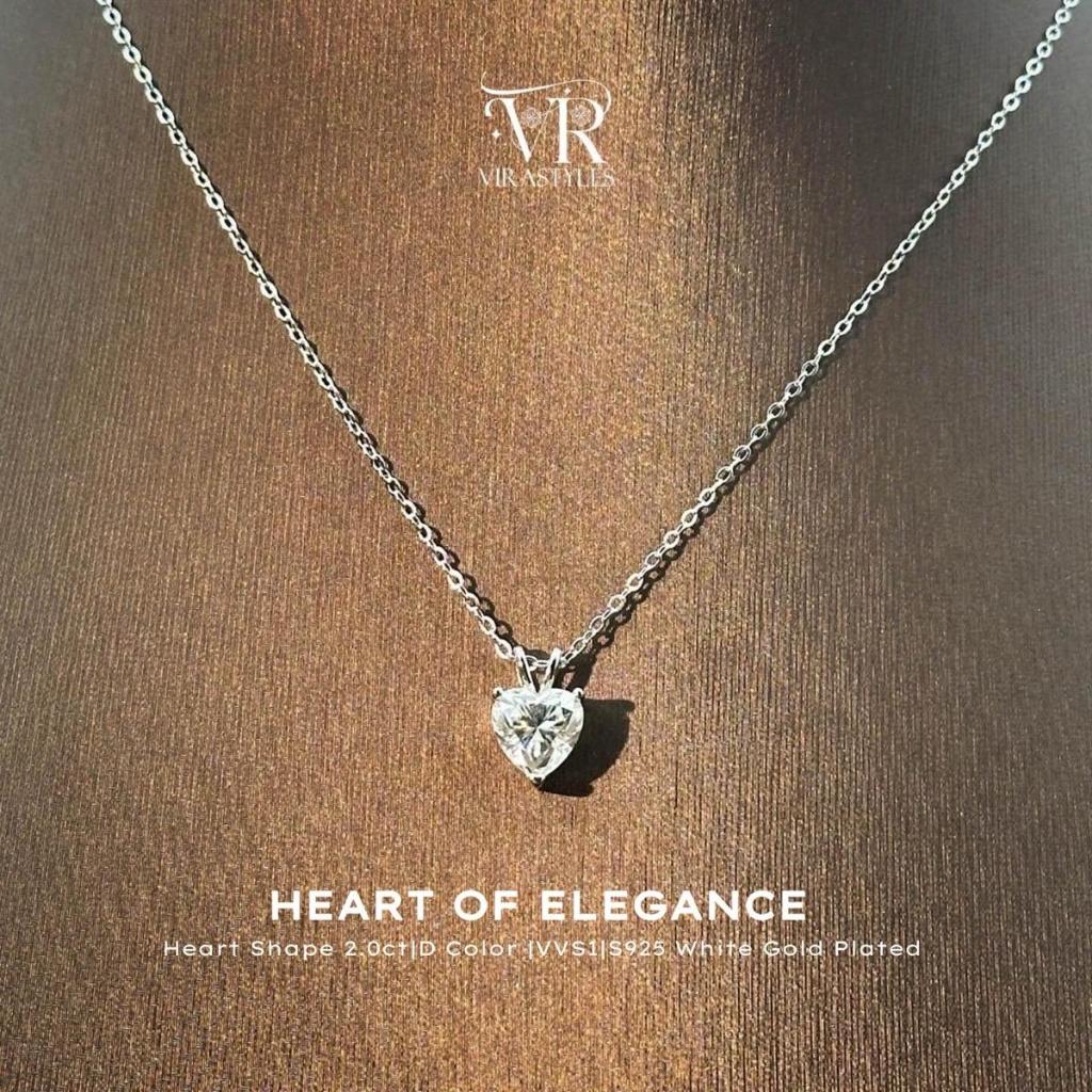 VRS.สร้อยคอเงินแท้925 จี้เพชรโมอีสจี้เพชรเม็ดเดี่ยวเครื่องประดับผู้หญิง สร้อยเพชร สร้อยสตรี
