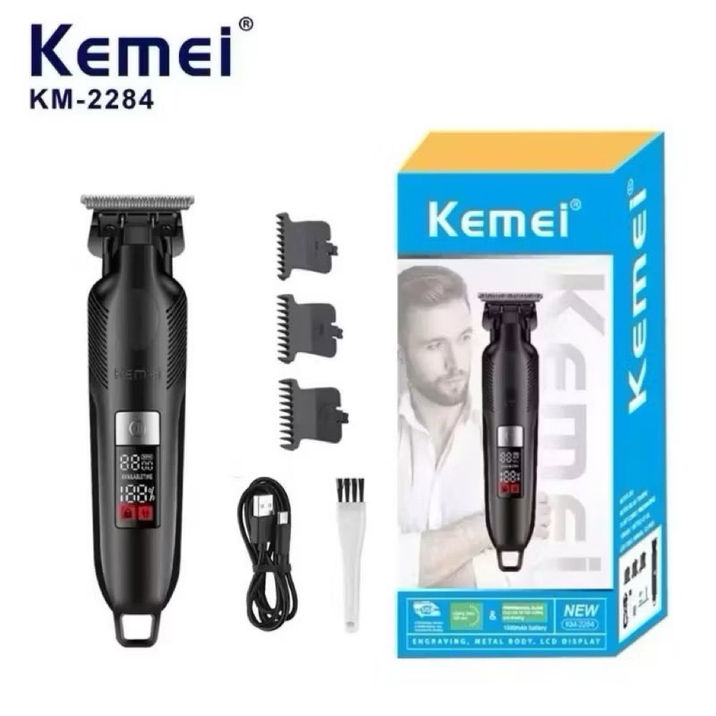 KEMEI km2284 ปัตตาเลี่ยนตัดผมไร้สาย กันขอบ กันจอน ไร้สาย 7000รอบ มีจอบอก%แบต