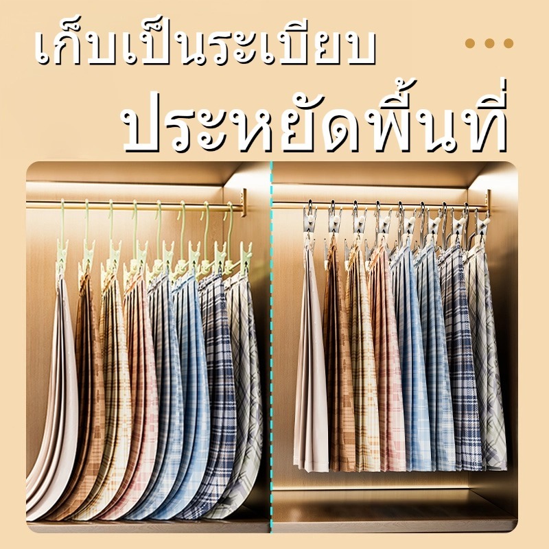 SPACEMADER💎ไม้แขวนเสื้อสแตนเลส • กันสนิม 100% คลิปกันลื่นแรงหนีบสุดแน่น • ตะขอล็อคกันลมไม่หลุด • 5 สีพรีเมียมเลือกได้ - รูปที่ 5