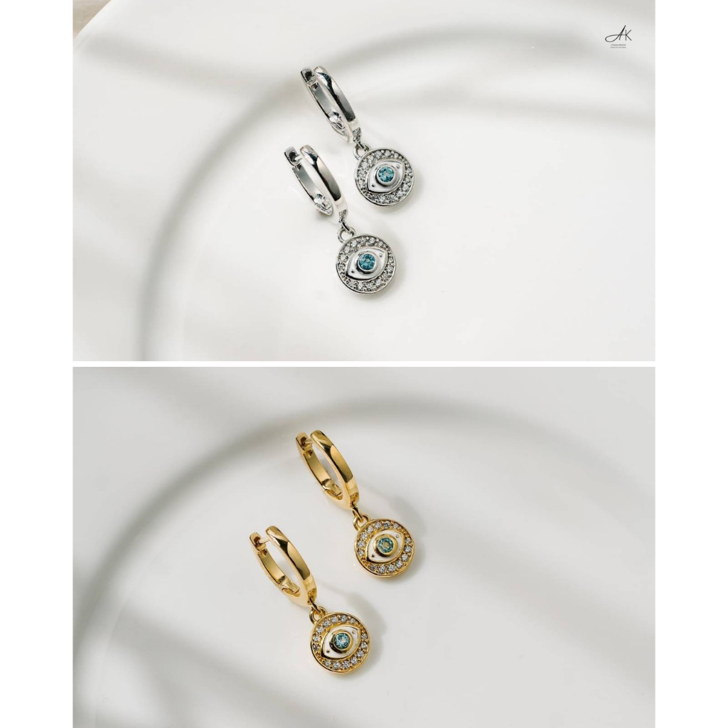 Ar-Kang Collection AKE2442/AKN784 รวมเครื่องประดับเงินแท้ สายมู ดวงตาสวรรค์ Evil Eye ประดับพลอยแท้ Swiss Blue Topaz ล้อม ราคา ถูกที่สุด ดีลบีเคเค แกลเลอรีภาพที่ 3
