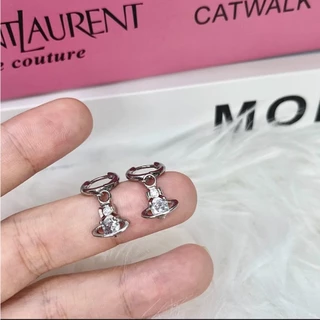 พร้อมส่ง! ราคา/คู่ ต่างหูรุ่น Crystal Saturn Earrings ต่างหูห้อยจี้ดาวเสาร์ สไตล์ Y2K ล็อกแน่น เนื้องานเกาหลี พรีเมี่ยม