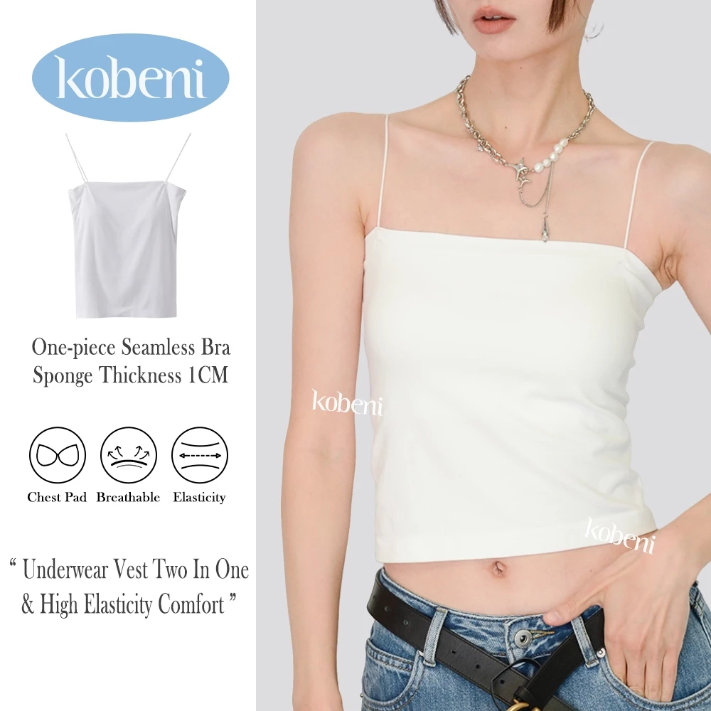 ⭐KOBENI⭐สายเดี่ยว มีฟองน้ำในตัว เต็มตัว มีหลายสีให้เลือก ผ้านิ่มยืดได้เยอะ ระบายอากาศ