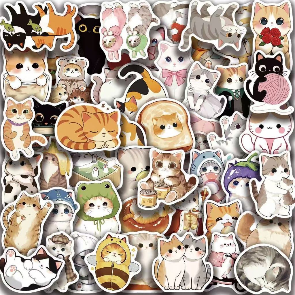 50แผ่น การ์ตูน น่ารัก แมว สติ๊กเกอร์ ใช้ตกแต่งกระเป๋าเดินทาง เคสไอแพด เคสโทรศัพท์ แล็ปท็อป แก้วน้ำ ตู้เย็น