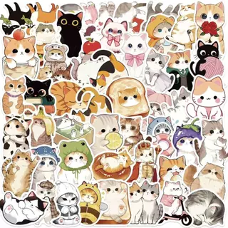 1 แพ็ก 50 ชิ้น การ์ตูน น่ารัก แมว สติ๊กเกอร์ ใช้ตกแต่งกระเป๋าเดินทาง เคสไอแพด แก้วน้ำ เคสโทรศัพท์ แล็ปท็อป กีตาร์