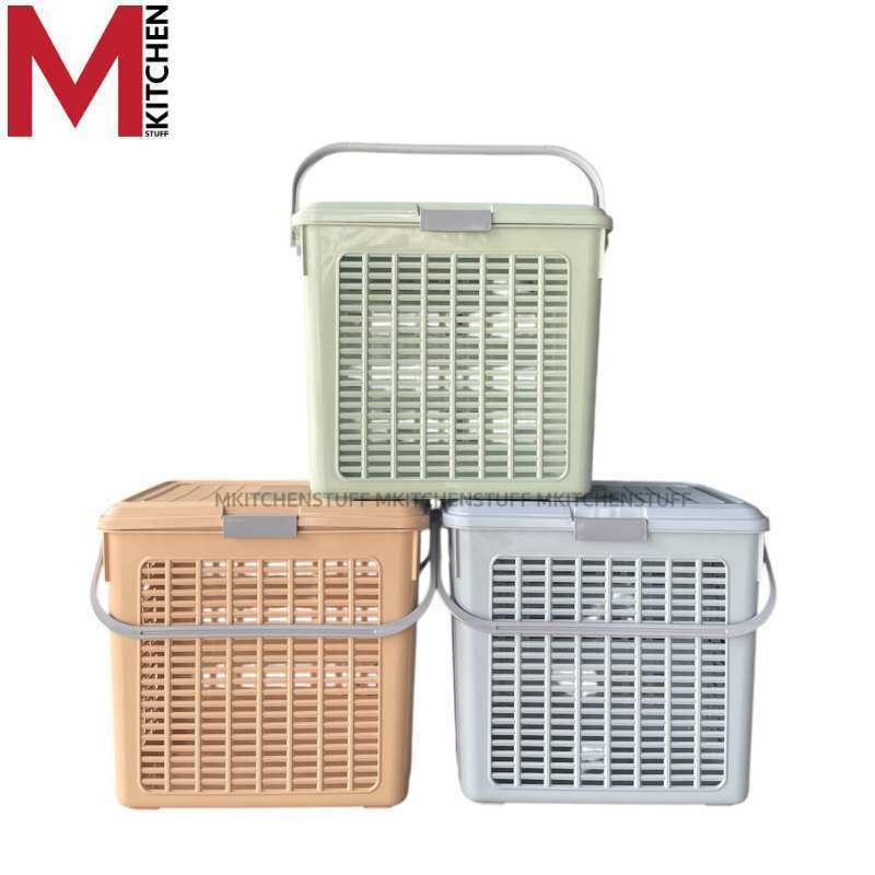 M KITCHEN ตะกร้าอเนกประสงค์ ใบใหญ่ทรงสูง ขนาด 35x47x41.5cm ตะกร้าผ้า ตะกร้าเตรียมคลอด ตะกร้าฝาปิด (C1)