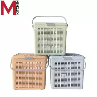 M KITCHEN ตะกร้าอเนกประสงค์ ใบใหญ่ทรงสูง ขนาด 35x47x41.5cm ตะกร้าผ้า ตะกร้าเตรียมคลอด ตะกร้าฝาปิด (C1)