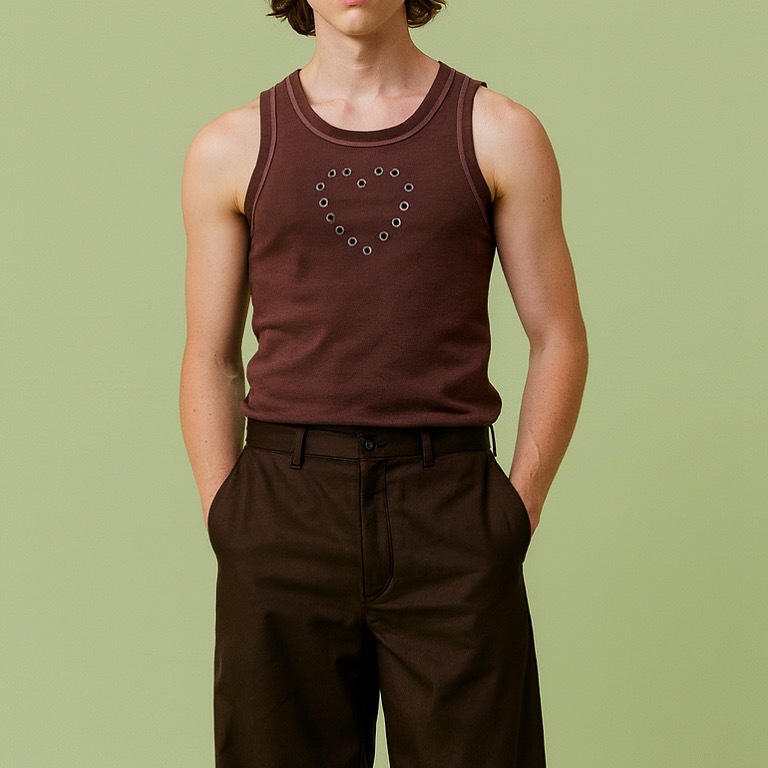 LEELA-DOT HEART TANK TOP-เสื้อกล้ามเจาะหัวใจ