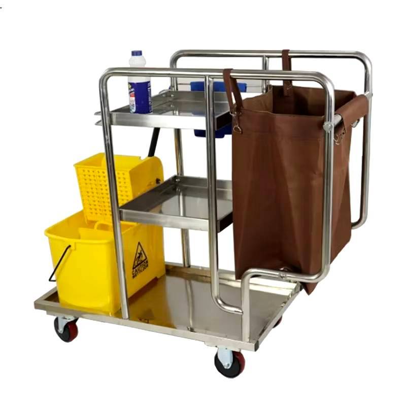 รถเข็นใส่อุปกรณ์ทำความสะอาด โรงงาน โรงแรม ห้องพัก   รถเข็นพลาสติกโรงงานรถทำความสะอาด  ITEM NO. ZB-D3