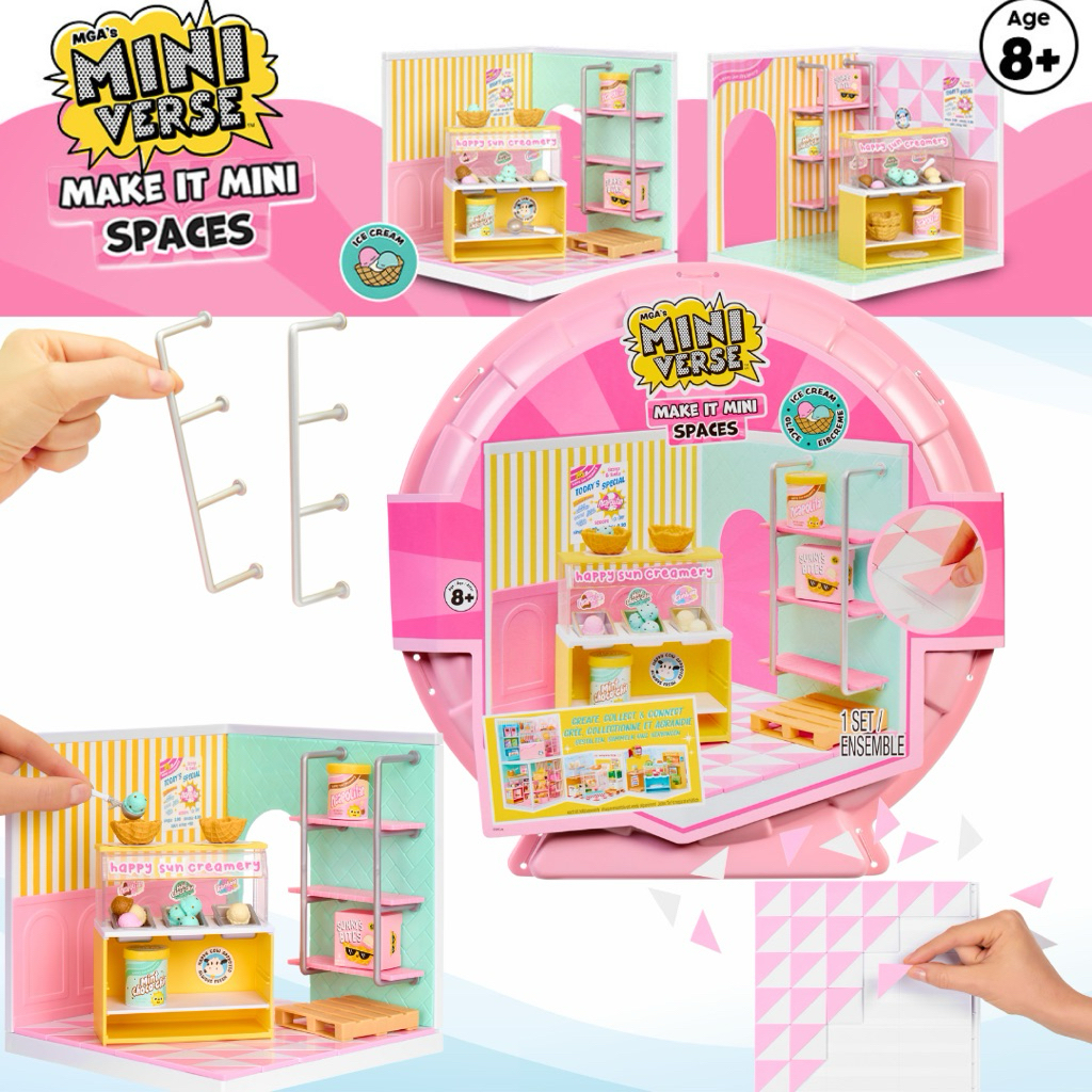 MGA’s Miniverse Make It Mini Spaces Ice Cream Shop - Includes 1 Pack, Building Set, DIY, Crafts, For