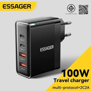 Essager เครื่องชาร์จพกพา 100W 2C+2A มาตรฐานยุโรป เหมาะกับอุปกรณ์หลากหลาย