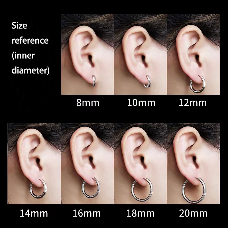 ต่างหู แบบเจาะ Titanium Steel Earrings Korean Style trendy Earrings Round Coil - 1 ชิ้น