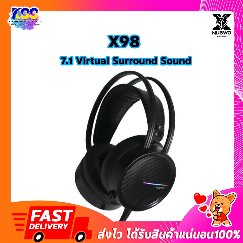 NUBWO X98 GAMER  [7.1]HEADSET (หูฟังเกมมิ่ง)  (BLACK)