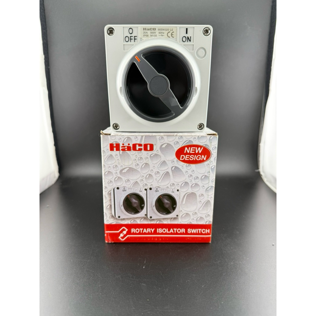 Haco 66SW320 สวิตช์หมุนทางเดียวแบบฝัง 20A 3P 500V Conductor 2.5-25mm² 66SW320LE Rotary Isolator Swit