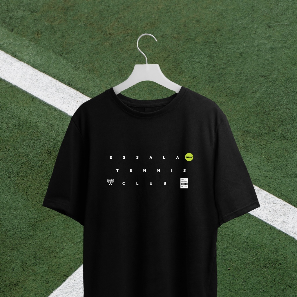 Essala เสื้อกีฬา ผ้าไมโคร AeroDry เสื้อยืดคอกลม นุ่ม ระบายอากาศดี ลายเทนนิส Tennis Typo